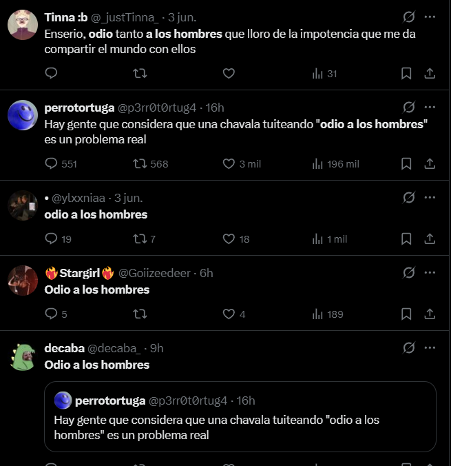 4QuilesC4stro's tweet photo. @sofiaseal627 Por que les gusta mentir tanto? No tenes razón. Listo, fin, perdiste. Aceptalo

Busque odio a las mujeres y no salen tweet de hombres odiando, busque odio a los hombres y salen tweet de mujeres odiando facil https://t.co/ZQ2m1wEstM
