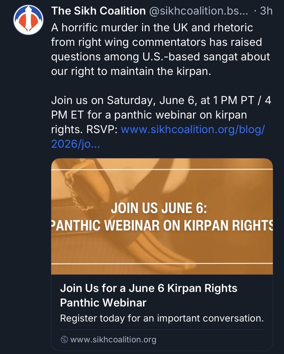 BlueskyLibs's tweet photo. For our friends in the UK: what's stopping you from converting to Sikhism? Then you can carry a Kirpan. 

Men and women alike - leverage the laws to your benefit, and be able to defend yourself against foreign invaders who seek to steal from and r*pe you and your children. 

@TRobinsonNewEra