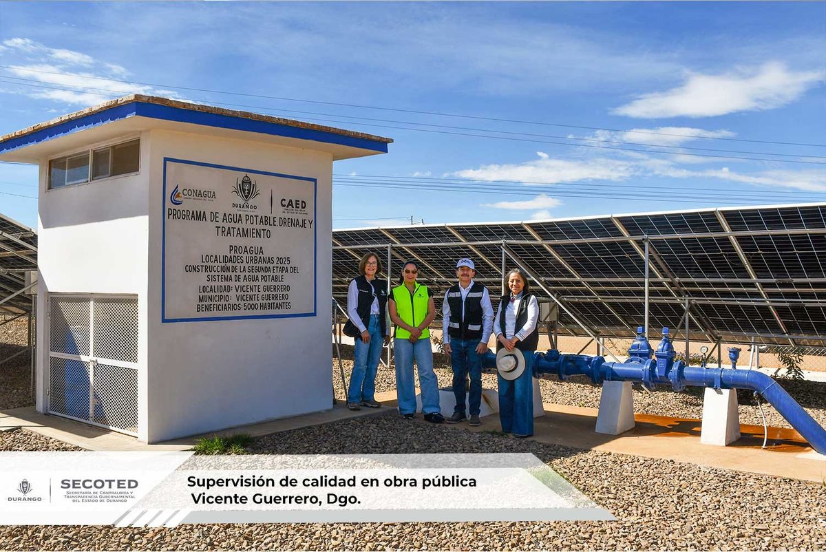 SECOTED's tweet photo. 💧🏗️La #SECOTED y @BuenGobierno_mx , junto a #CAED como dependencia ejecutora, supervisaron la construcción de la segunda tapa del sistema de agua potable en la colonia Escritores, en el mpio. de Vicente Guerrero, Dgo.
✅ Más calidad y mejor servicio de agua para las familias. https://t.co/fyZ9nMpBiA