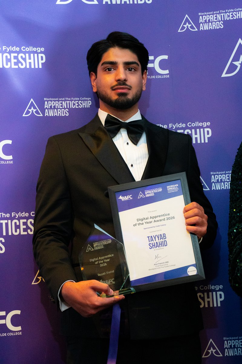 b_and_fc's tweet photo. Congratulations to our Digital Apprentice of the Year, Tayyab Shahid! 👏

This award is sponsored by Code Galaxy.

As a Vodafone Data Analyst, Tayyab impressed our judges for his obvious industry impact which was apparent from a prototype he showed them which has been used in Africa.

The judges said Tayyab “has incredible self-awareness with his personal development and goals and he has shown excellent resilience to overcome challenges.”

Congratulations again Tayyab! 🎉