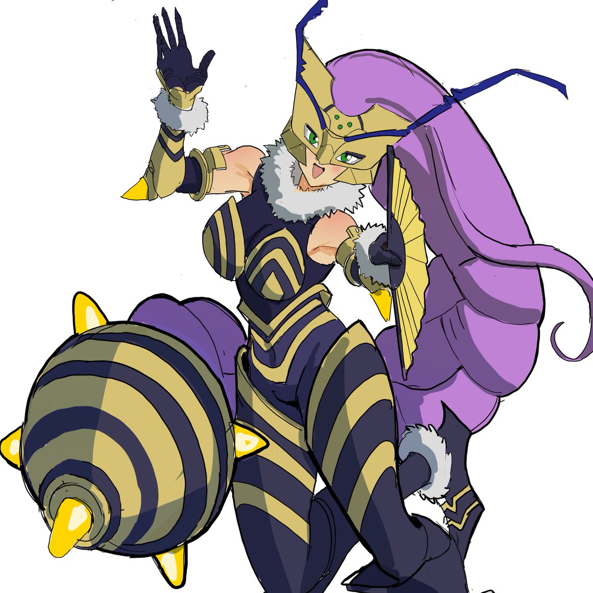 NinjaDaves's tweet photo. Queenbeemon another digimon i have never seen , took of her cape XDD https://t.co/1MXKtNuBHo