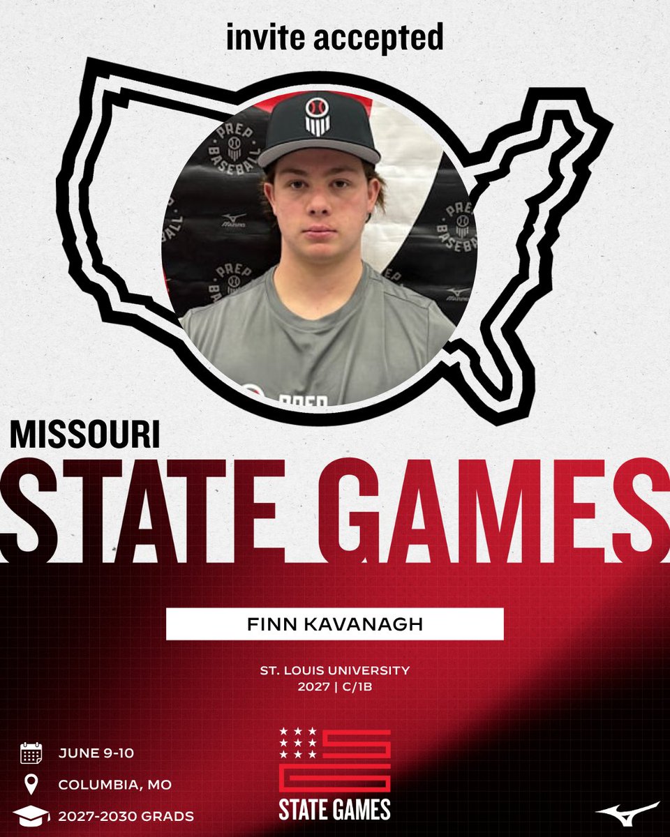 PrepBaseballMO's tweet photo. 𝙈𝙞𝙨𝙨𝙤𝙪𝙧𝙞 𝙎𝙩𝙖𝙩𝙚 𝙂𝙖𝙢𝙚𝙨: 𝙄𝙣𝙫𝙞𝙩𝙚 𝘼𝙘𝙘𝙚𝙥𝙩𝙚𝙙 ✅

'27 C/1B Finn Kavanagh (St. Louis University) is Locked In 🔐 for #MOSG26

👤: https://t.co/TjOgVcdoDM // @FinnKavanagh06

Event Info 👉 https://t.co/vv9hhIFujU https://t.co/JwDuesNu2Z