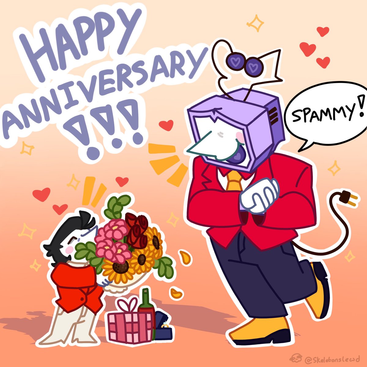 skeletonslewd's tweet photo. Happy pride month and anniversary to my favourite little gays! I love these two so much ! https://t.co/GLYiGwJ5oV