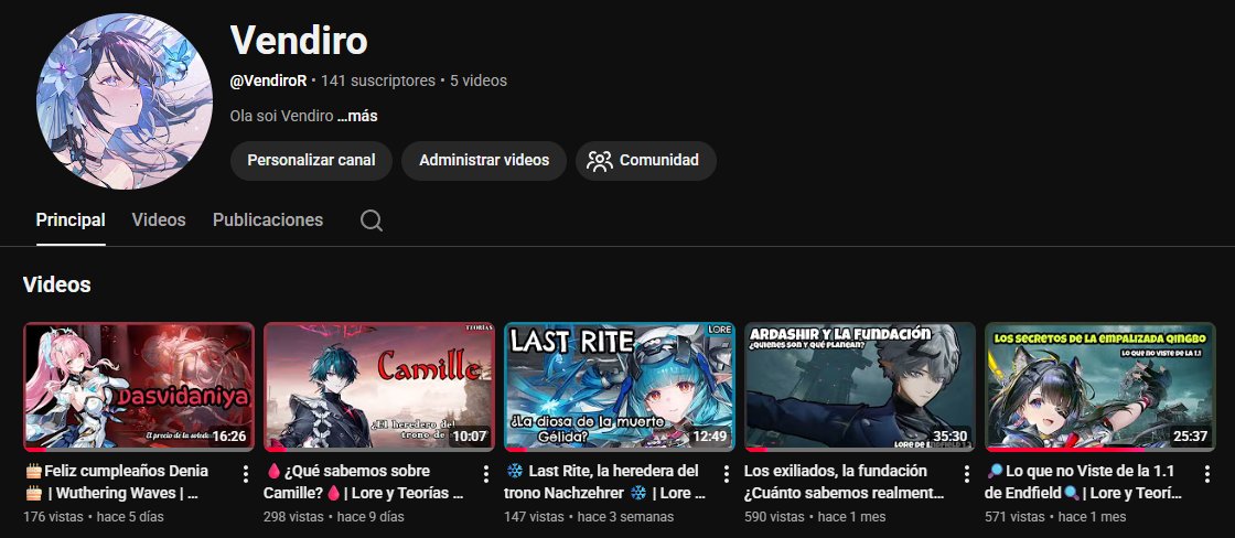 VendiroR's tweet photo. Por cierto, debería de avisar de vez en cuando, así que

Recordatorio de que tengo un canal donde subo videos de lore de Endfield y alguno que otro de WuWa o de algun otro juego que me apetezca. https://t.co/7PAdjkpeuf