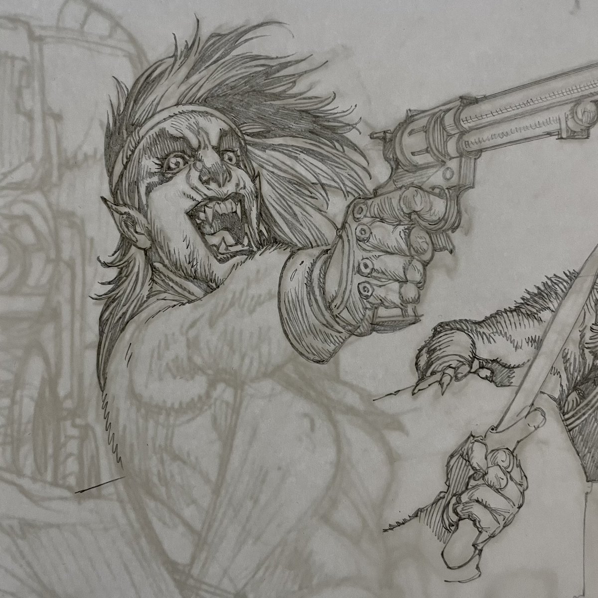 GR_comics's tweet photo. sharp shooter 
partial pencils detail 

#illustration #SecretProject https://t.co/BfVwJWhtiY