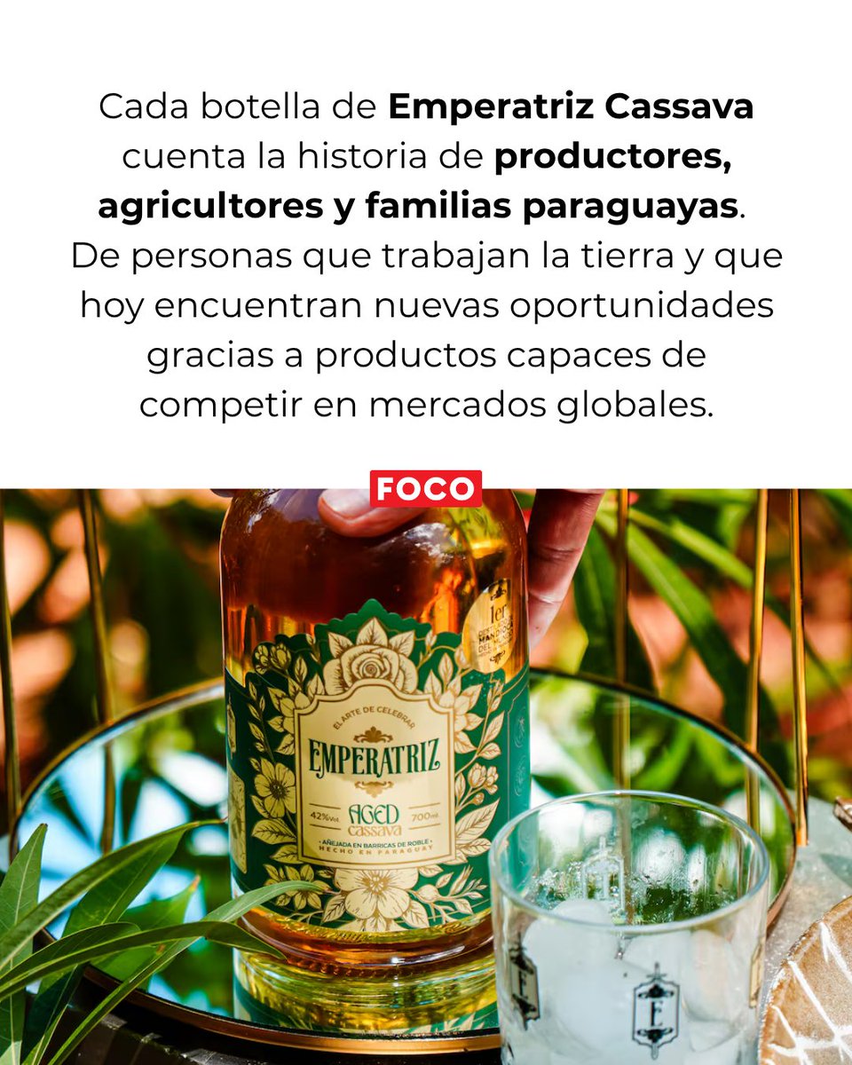 RevistaFocoPy's tweet photo. #emprender 🥃 🇵🇾
Emperatriz Cassava, el primer destilado de mandioca, ya llegó a Taiwán y Reino Unido con ingredientes 100% naturales y una cadena de valor hecha en Paraguay.

🔗 https://t.co/iA0YsHu920 https://t.co/452gs1HCwX