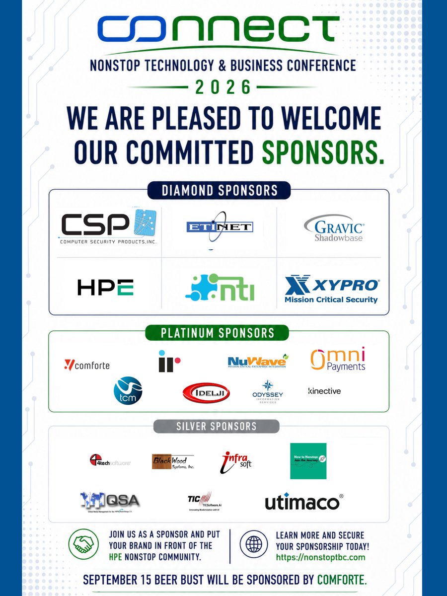 Connect2NonStop's tweet photo. Welcome Kinective, Platinum Sponsor of Nonstop TBC! Kinective helps financial institutions accelerate transformation through intelligent banking, connectivity &amp; fintech integration. Thanks for supporting the HPE Nonstop community! https://t.co/aBHD6K1MiH
#NonstopTBC #HPENonstop https://t.co/olIwAGzQMc
