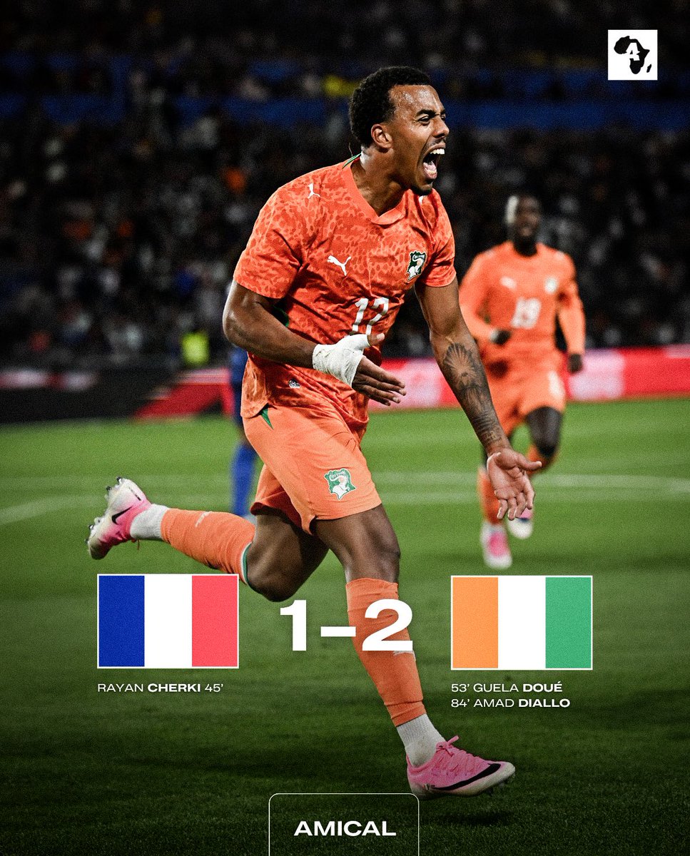 ActuFootAfrique's tweet photo. 🚨 LA CÔTE D’IVOIRE 🇨🇮 S’IMPOSE EN FRANCE 🇫🇷 (1-2) ! 🌍☝🏿🧡 https://t.co/oHCRqEAxni