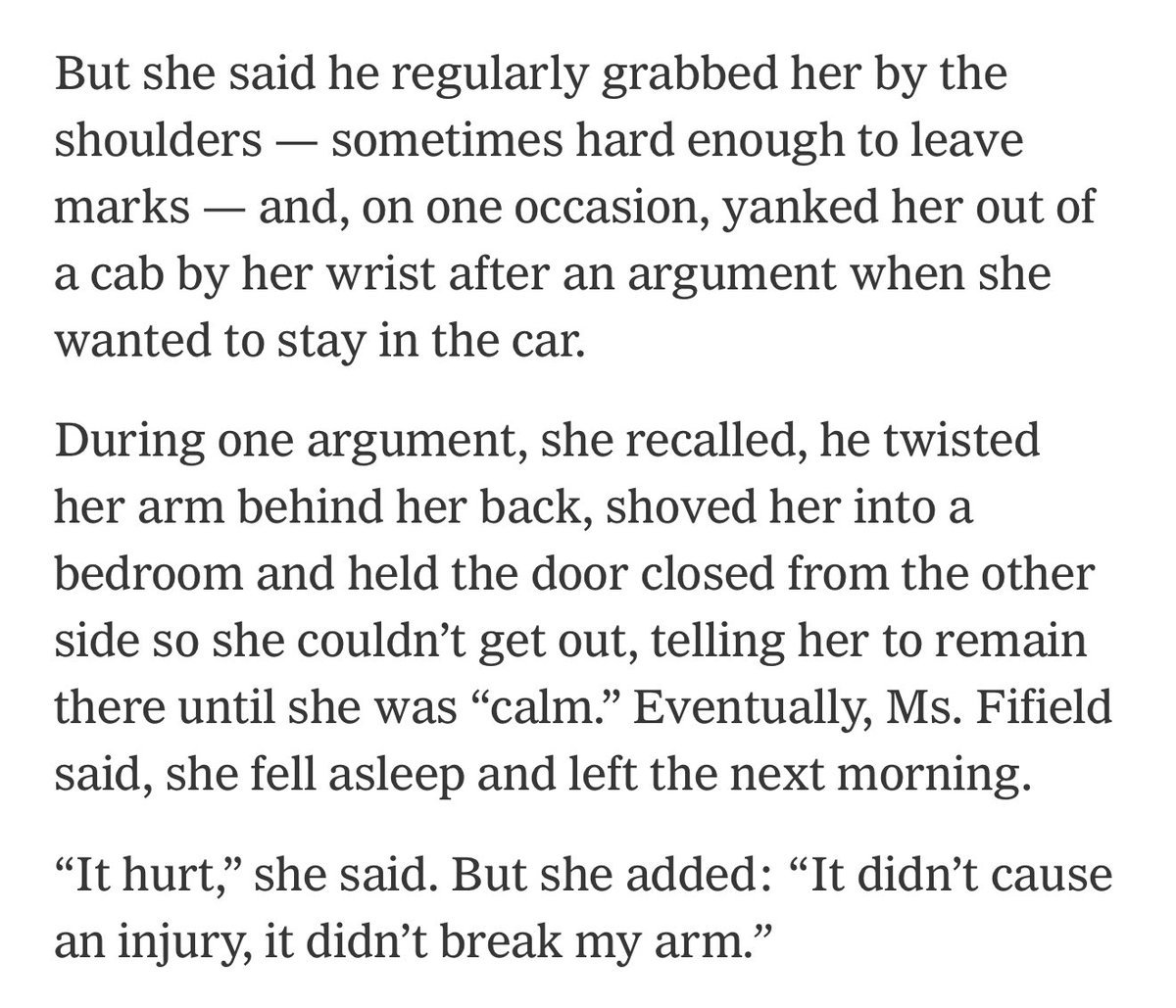 LarryOConnor's tweet photo. The New York Times has a report detailing the physical assault of a young woman at the hands of Graham Platner.

Yet inexplicably the NYT merely describes it as "unsettling behavior."

Repeat after me: Graham Platner assaulted Lyndsey Fifield. https://t.co/sOxWCWdhmr