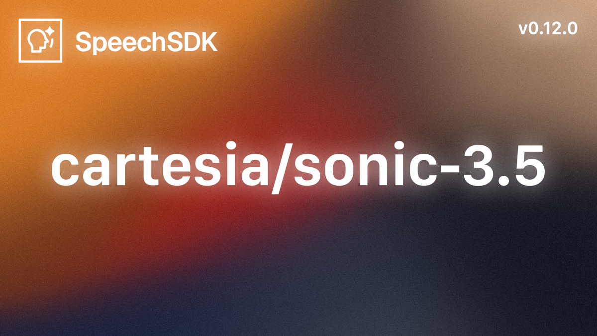 piersonmarks's tweet photo. @cartesia's latest flagship model, Sonic-3.5, is now available on the SpeechSDK. 

Sonic-3.5 has lead the Artificial Analysis's TTS leaderboards and supports 40+ languages, with improved naturalness, pacing, and emotional expression. https://t.co/OROr7l7So2
