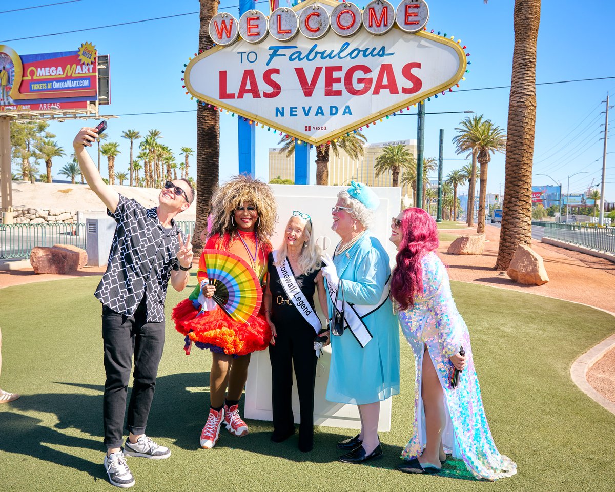 CommishMcCurdy's tweet photo. Today, we honored The Center and lit up the world famous Welcome to Fabulous Las Vegas sign in rainbow colors to support #Pride Month. Because, in Clark County, everyone who lives their life as their authentic self will always be seen and welcome in our community. #HappyPride https://t.co/jNKSCZhE73