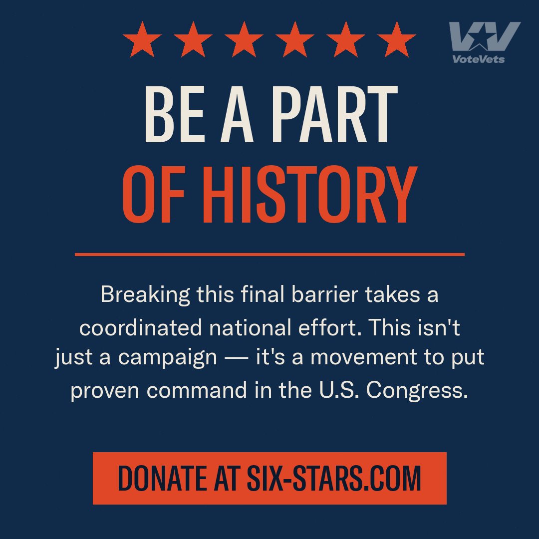 votevets's tweet photo. BREAKING: VoteVets is launching a new campaign to elect the first female generals and admirals to the United States Congress. It's called Six-Stars.

This isn't just a campaign. It's a movement to break the final barrier. Join us at https://t.co/SZgxoGW3u0 

Meet The Commanders:
★★★ Rear Admiral (Ret.) Nancy Lacore: 35 years in the Navy, from helicopter pilot to three-star admiral and Chief of Navy Reserve, leading more than 60,000 sailors. Running in South Carolina's 1st District.
★★ Rear Admiral (Ret.) Eileen Laubacher: 34 years in the Navy, a career intelligence officer who served as a Senior Defense Official in New Delhi and on the National Security Council. Running in Colorado's 4th District.
★ Brigadier General (Ret.) Leela Gray: 30+ years in the Army, two combat tours, and command of 20,000+ as the 86th Training Division commander. Running in Florida's 13th District.