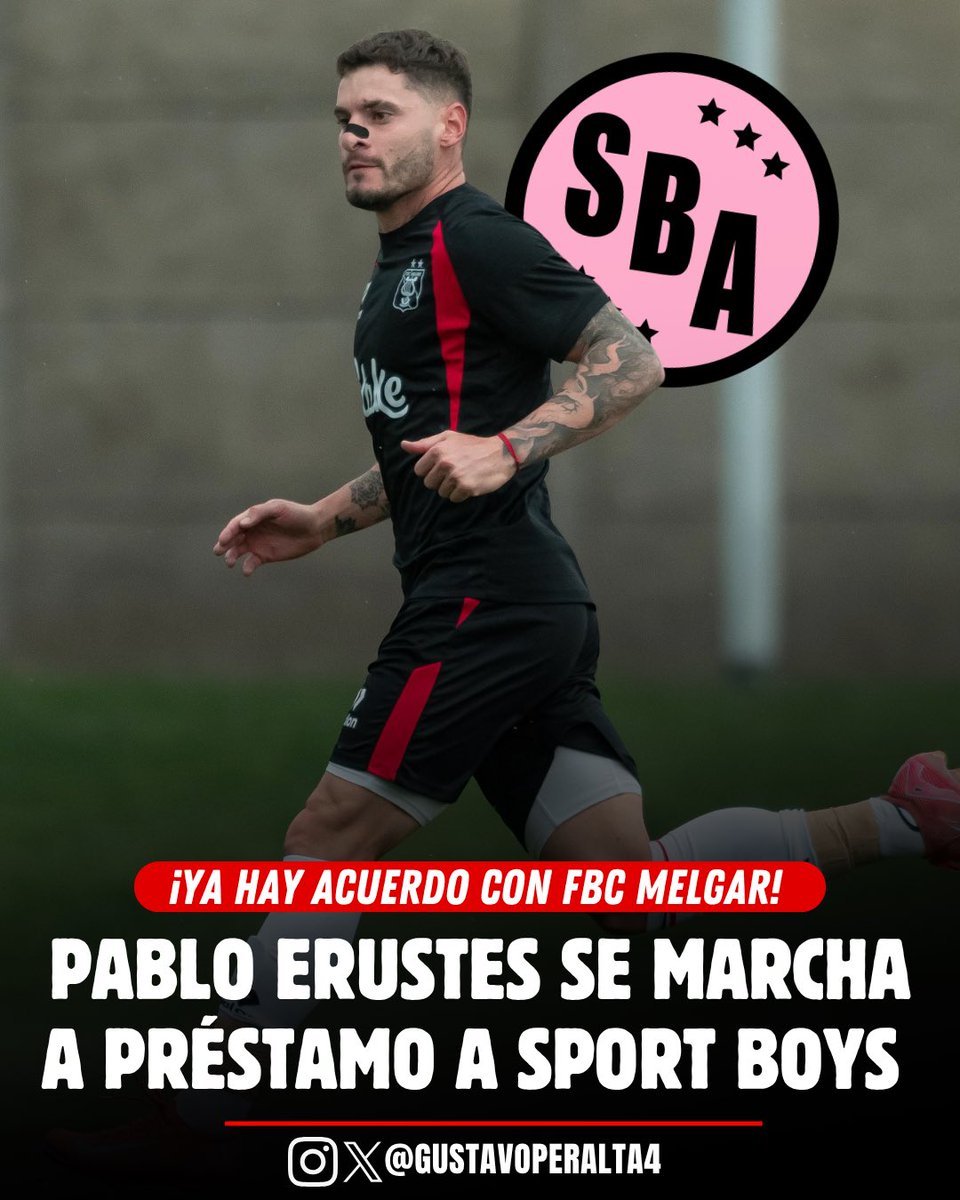 Gustavo_p4's tweet photo. Sport Boys y Melgar ya tienen acuerdo de palabra por el préstamo de Pablo Erustes al cuadro rosado hasta fin de año. https://t.co/fb1WmOTJet