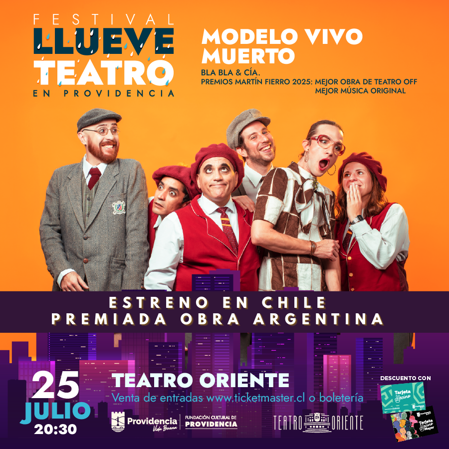 teatrooriente's tweet photo. #TEATRO En julio se realizará el Festival Llueve Teatro en Providencia organizado por @culturaprovi con cuatro entretenidas obras y descuentos para vecinos @Muni_provi Venta de entradas en https://t.co/R2HsLrwUR7 o boletería. Más info https://t.co/UcnxS5sNuc https://t.co/ThzIQQIgCe