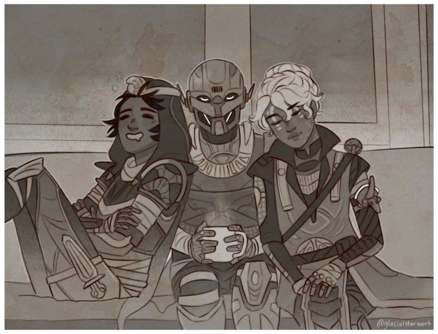 nizelix's tweet photo. a compilation of all the art I ever did for the trials fireteam (aisha, shayura, and reed-7) 🥹 🧡gonna miss them a lot #destiny2art https://t.co/wQASiNXilP