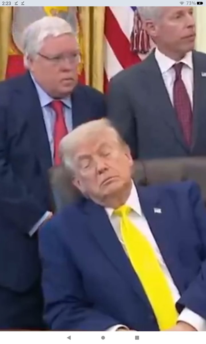 Bryghtd1's tweet photo. @harryjsisson Has anyone tagged @marcorubio so that he can 'Witness' his boss knocked TF out in the middle of the day surrounded by people talking, in front of cameras, in the gotdamn Oval Office?! He mentioned that he's never seen **trump fall asleep...😒😴 https://t.co/CypEElrmrC