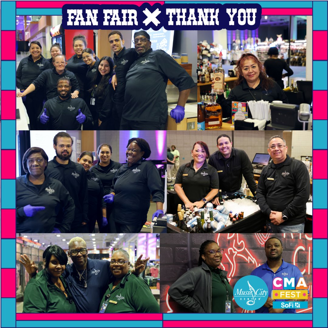 musiccitycenter's tweet photo. The exciting whirlwind that is #CMAFest #FanFairX is only possible with an equally energetic team.⚡️ Special thanks to our dedicated in-house staff &amp; contracted workers who provided a clean, safe, &amp; welcoming space for thousands of guests this week. YOU ROCK! 🤩 #teamwork #Thanks https://t.co/tjDGFuOX3j