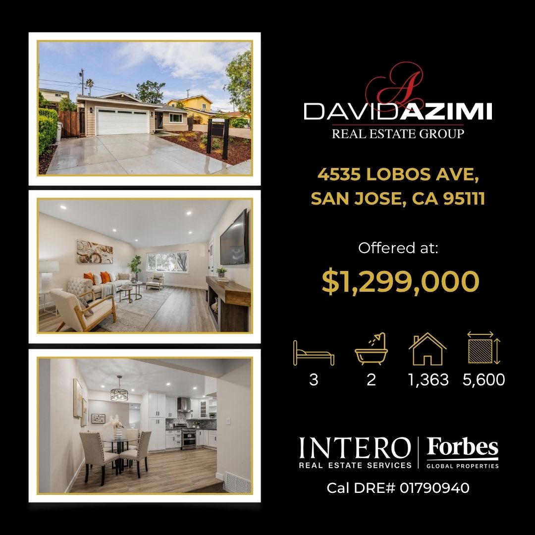 davidazimiRE's tweet photo. FOR SALE - Active Listing!

📍 4535 Lobos Ave, San Jose, CA 95111
⠀
Offered at: $1,299,000

🏡 Property Details: https://t.co/yIXzF26b25

🎥 Video Walk-thru: https://t.co/iVAgpwpNlf

kvCore: https://t.co/NvjjtN7fXB https://t.co/vvToZ5xODF