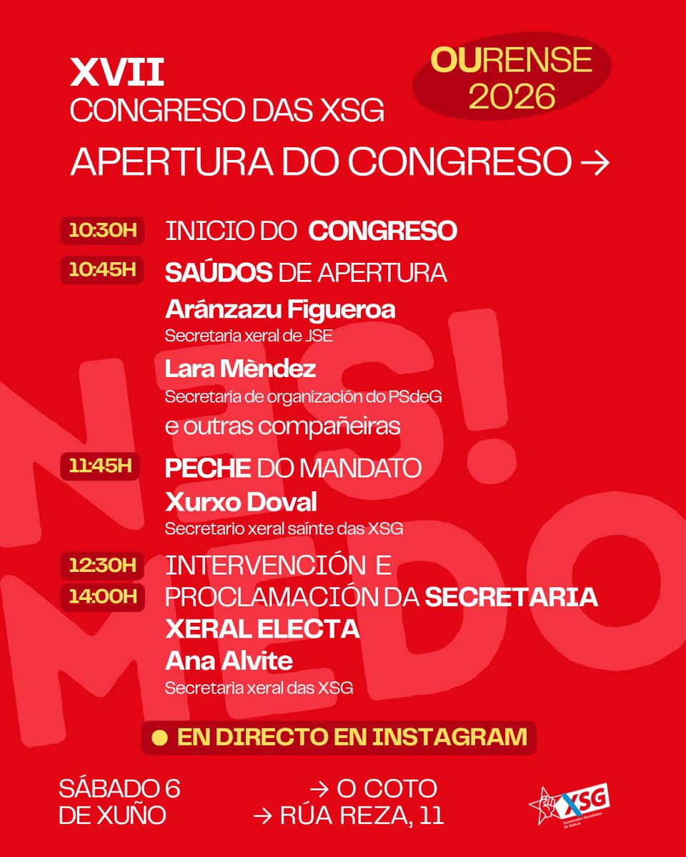 XSGalicia's tweet photo. Aquí o programa aberto ao público do noso XVII Congreso !!! https://t.co/DtBWokWyBm