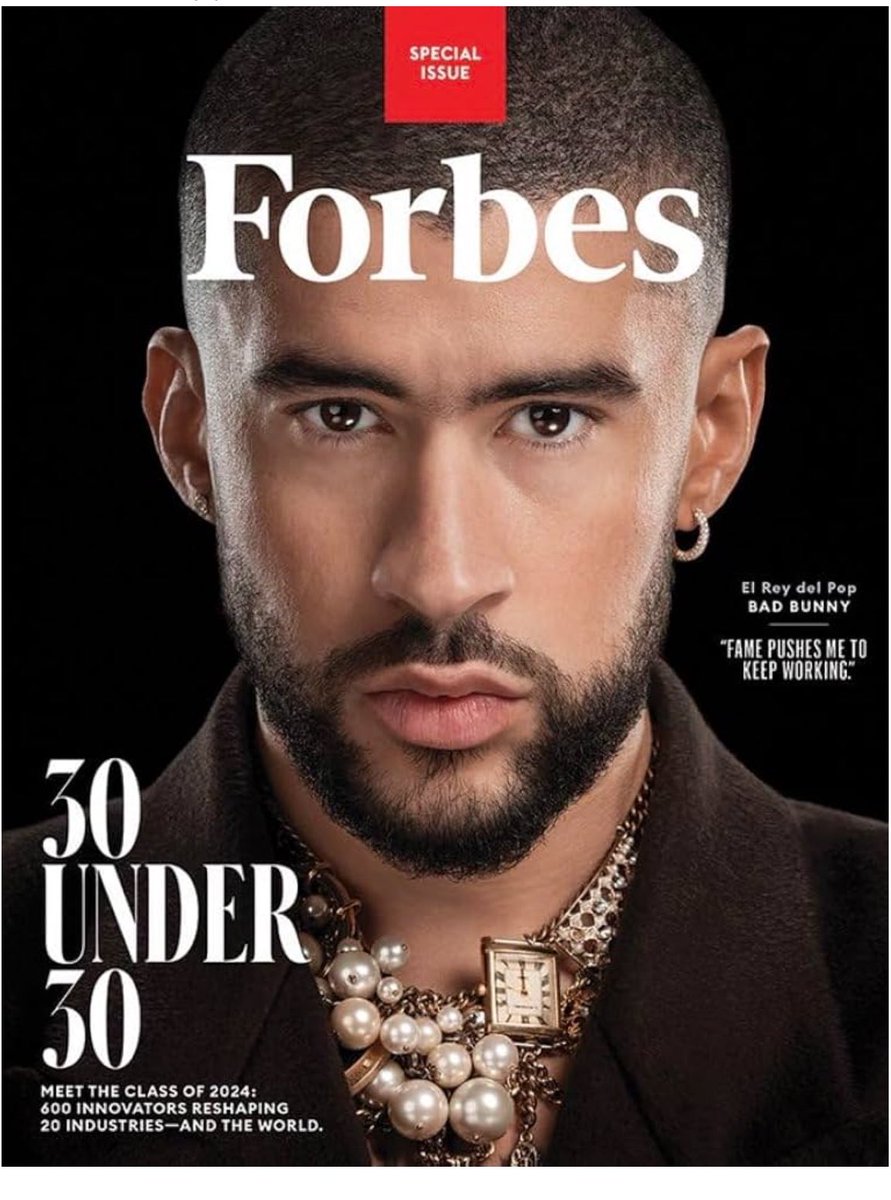 devotoalaTV's tweet photo. La revista Forbes tiene en portada a #badBunny como Icono de la música 
#Forbes https://t.co/5F7NxolH4F