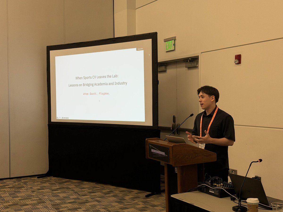 MultiMichele's tweet photo. #cvsports26 Atom Scott telling us what happens when Sports CV leaves the lab

#cvpr26 #cvpr https://t.co/VAzIb6tk7Q