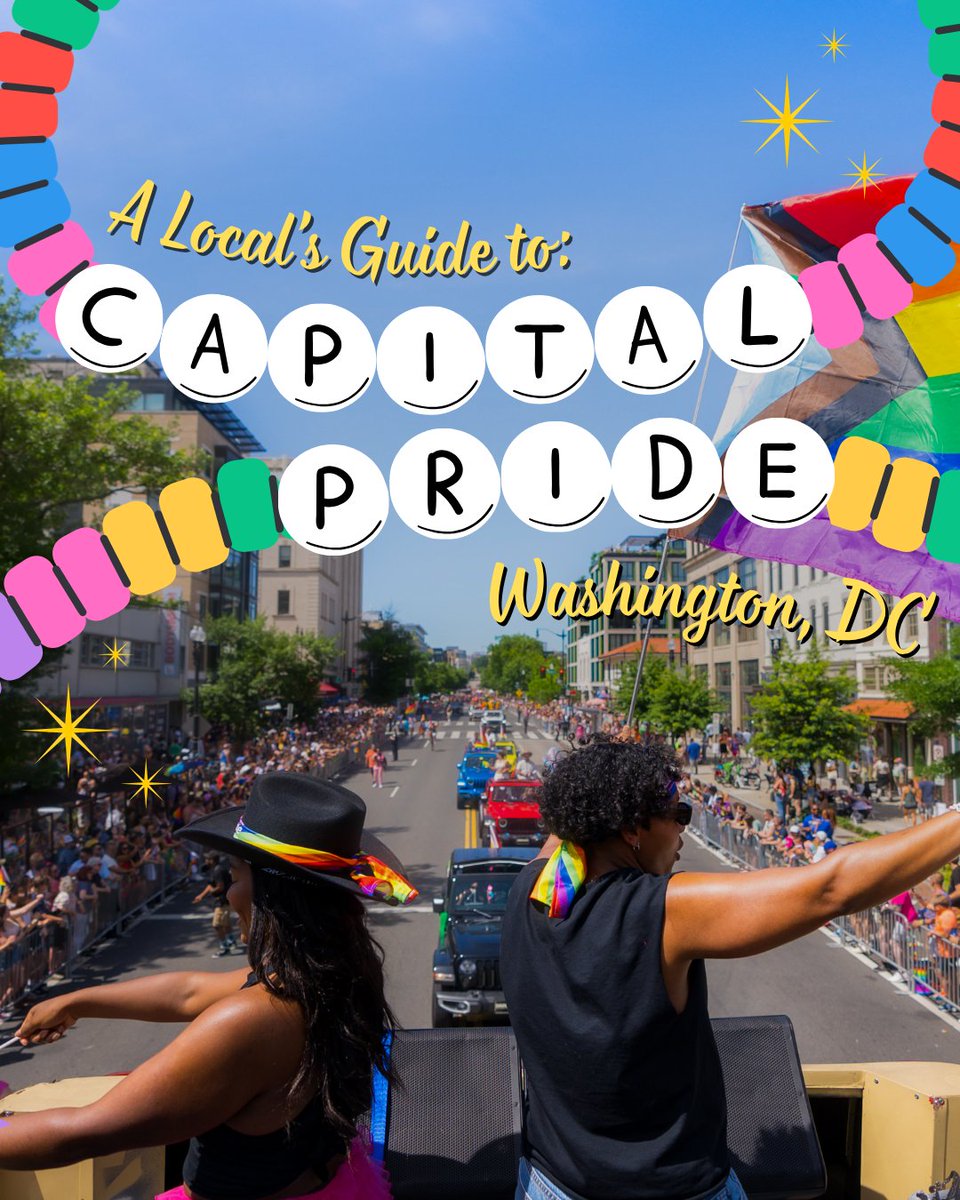 washingtondc's tweet photo. 🌈 A Local's Guide to Capital Pride in #WashingtonDC.

📅 June 6–21, 2026
💸 Many events are FREE and open to the public
🚇 Metro is the easiest way to travel
📲 Follow @CapitalPrideDC for updates
🔗: https://t.co/oYExFNdNZP

📸: https://t.co/abLvT3AFsh, tedeytan/IG #CapitalPride https://t.co/Www1ucXhja