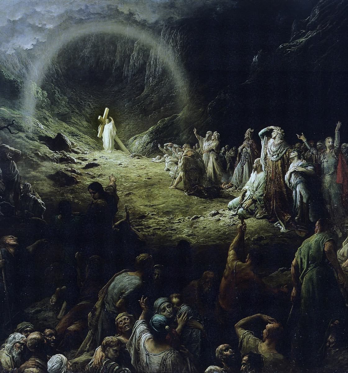 CatholicPray's tweet photo. When Jesus CONQUERED Death ☠️

“A virgin, a tree and a death were the symbols of our defeat.

The virgin was Eve: she had not yet known man; the tree was the tree of the knowledge of good and evil; the death was Adam’s penalty.

But behold again a Virgin and a tree and a death, those symbols of defeat, become the symbols of his victory. For in place of Eve there is Mary; in place of the tree of the knowledge of good and evil, the tree of the Cross; in place of the death of Adam, the death of Christ.

Do you see him defeated by the very things through which he had conquered? At the foot of the tree the devil overcame Adam; at the foot of the tree of the Cross Christ vanquished the devil.” 

- St John Chrysostom