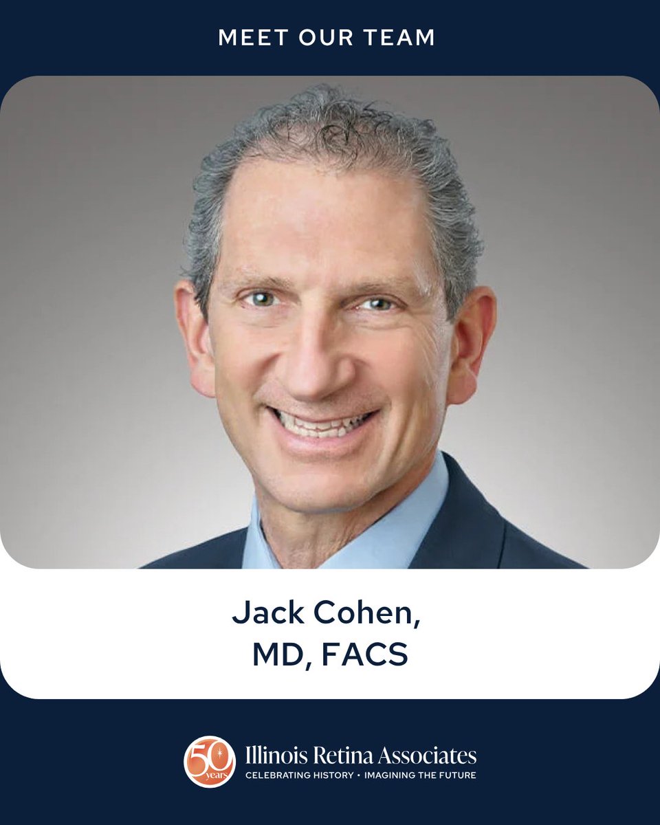 IllinoisRetina's tweet photo. Dr. Jack Cohen, MD, FACS, has been advancing retinal care since 1995. He is passionate about teaching, mentoring future physicians, and helping patients feel informed and cared for every step of the way. https://t.co/Phsrs4Rybj https://t.co/7ljnO3beQi