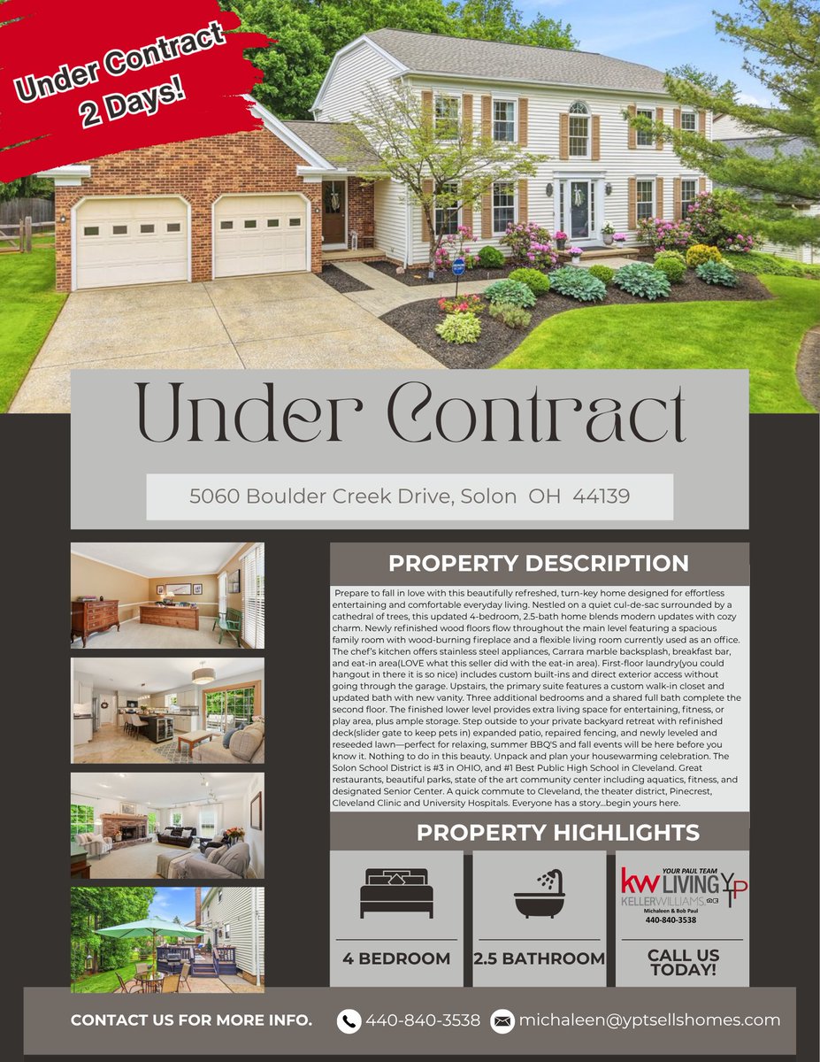 yourpaulteam's tweet photo. ✨ Under contract in just 2 days! 🏡🎉
This beautiful Solon home captured attention fast—and for good reason! Thinking about making a move? Let’s talk about how we can help you get results too. 🔑📈
Visit us: https://t.co/soZVgt7Srt https://t.co/lcG6j8OsP4