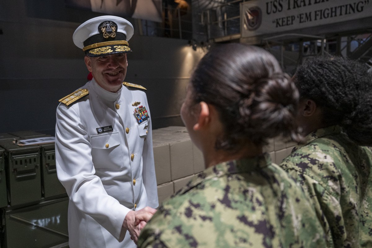 NavyRTC's tweet photo. RTC was honored to host Rear Adm. Mark Behning, Acting Deputy Chief of Naval Operations for Warfighting Requirements and Capabilities, during the capping ceremony at boot camp. The ceremony signifies recruits becoming Sailors at the end of RTC’s crucible event, Battle Stations. https://t.co/FawiOT8DJp