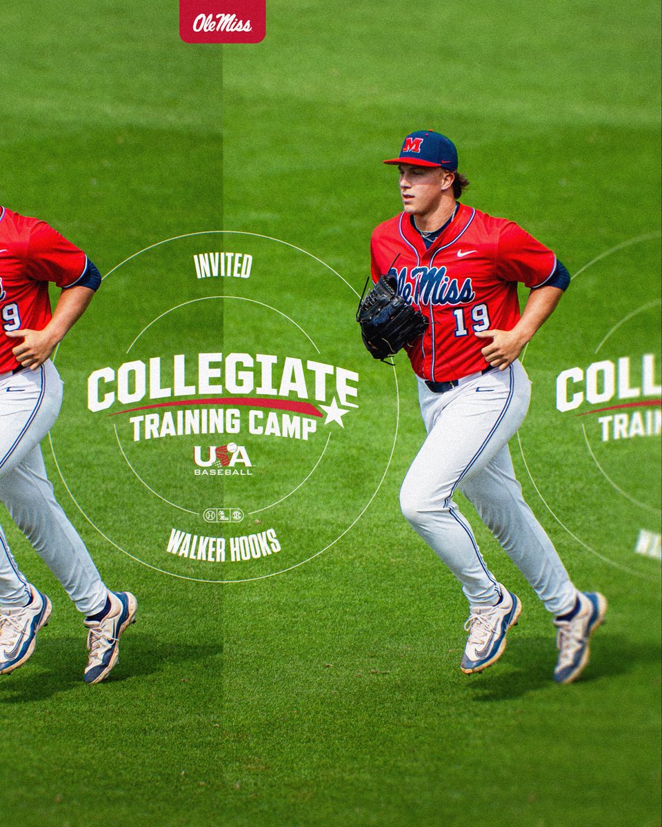 OleMissBSB's tweet photo. Reppin’ the stars and stripes 🇺🇸 

@Walker_Hooks9 has been invited to the @USABaseball Collegiate National Team Training Camp! https://t.co/S0FlRgj9SF