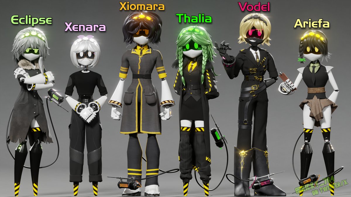 Ricky_764's tweet photo. All Gamma Drones completed to date.
And more characters are on the way.
And yes, Vodel is the new Gamma Drone that will be appearing.

#MurderDrones #mdtwt #murderdronesOC #ProjectLightsOut https://t.co/4CwpBhbEyF