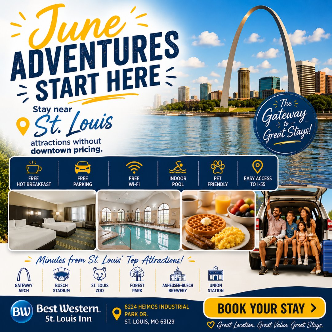 BW_StLouisInn's tweet photo. Start your day with complimentary breakfast before heading out to explore the Gateway City.
🥞 What's your breakfast must-have when traveling?
#FreeBreakfast #TravelMissouri #HotelPerks #StLouisStay https://t.co/pw1ODLYDWp