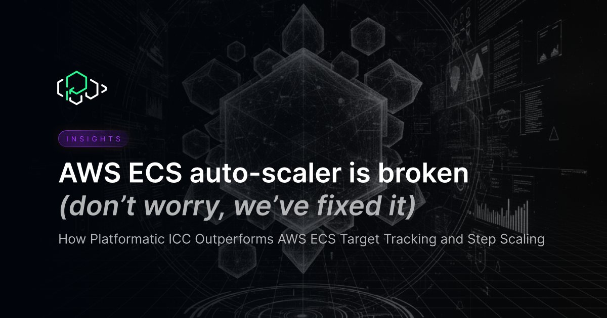 platformatic's tweet photo. AWS ECS autoscaling reacts after the problem starts.

We benchmarked AWS ECS Target Tracking &amp; Step Scaling against our ICC's predictive scaling.

Results:
Up to 97.8% lower p95 latency
Up to 95.4% fewer scaling actions
Better handling of traffic spikes

https://t.co/hnE21oPfCz https://t.co/9hZIARUCV6