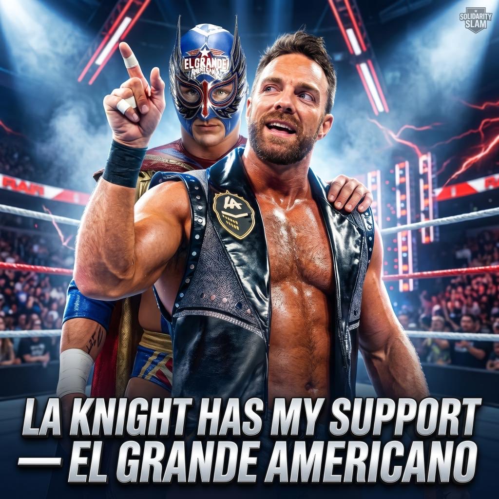 ProDynamicJL's tweet photo. EL GRANDE AMERICANO SUPPORTS 
LA KNIGHT GÜEY!!!

Deserving of a opportunity to chase a Title

Yeah!

#LAKnight https://t.co/yn9Btt1mQR
