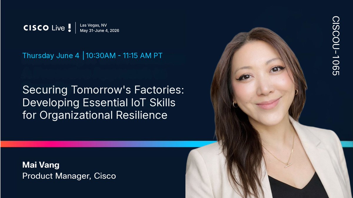 LearningatCisco's tweet photo. 🏭 IT pros: the factory floor needs you. (Yes, you!)

OT-specific skills are in top demand, calling IT pros who can tackle #IIoT security and ops challenges.

Join Mai Vang for a journey into #IIoT, from live NetSec labs to skill-building beyond #CiscoLive. https://t.co/UXs2gtDvEY
