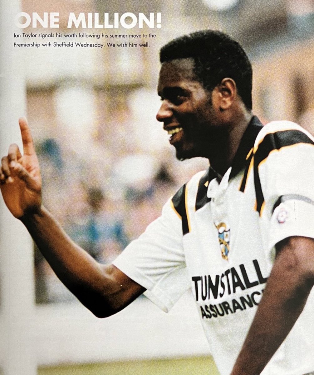 pvfcprogs's tweet photo. May 1994

Bought from non league Moor Green by John Rudge in 1992 for just £15k, IAN TAYLOR made an instant impression in his first taste of league football. In just 2yrs he’d had 2 Wembley apps, a promotion, 106 apps &amp; 36 gls which saw him sold to Sheff Wed for £1M in 1994 #pvfc https://t.co/DktT5Wspxr