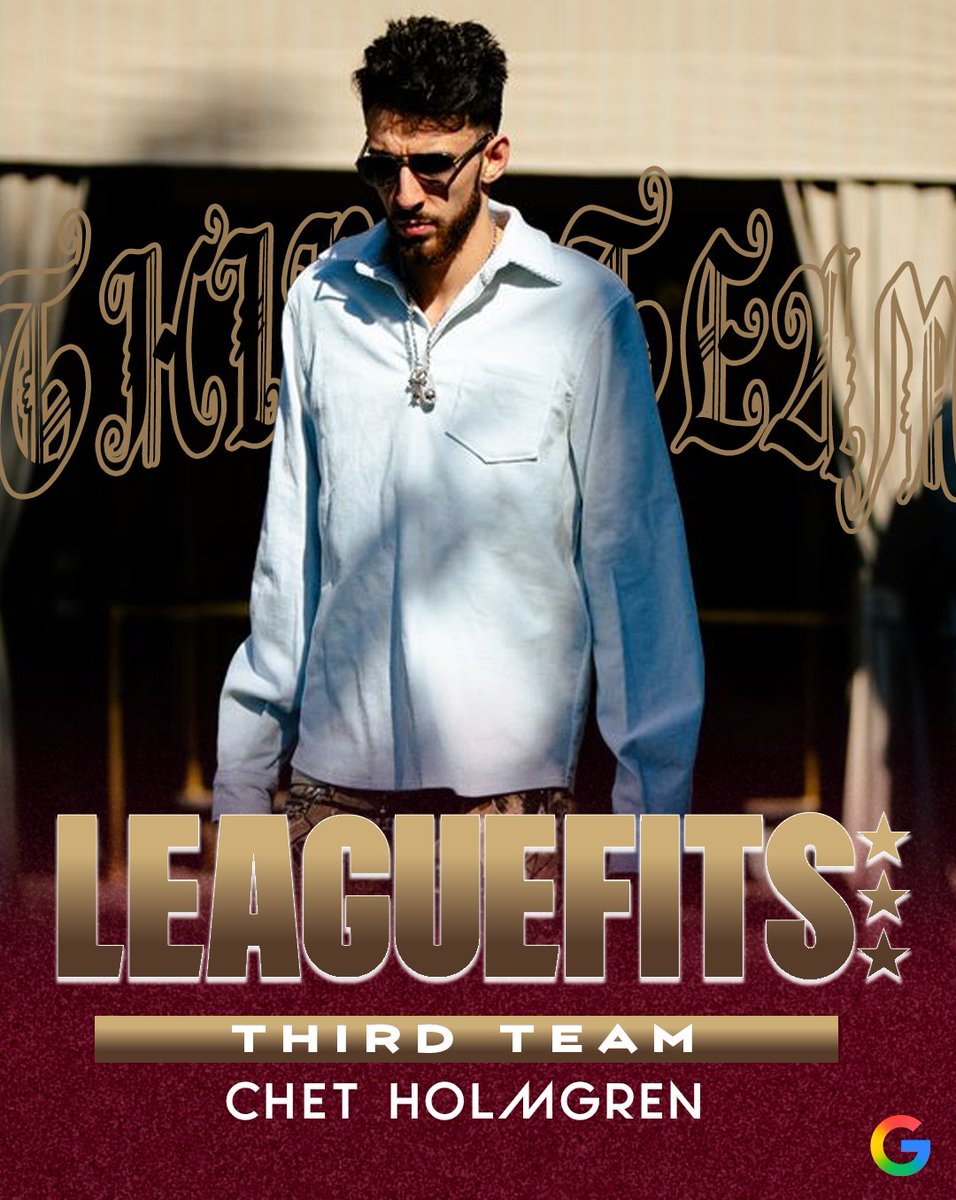leaguefits's tweet photo. ALL-LEAGUEFITS 3RD TEAM presented by Google: Chet Holmgren it just as versatile off the court as he is off of it, he's taken it to an entirely new level this time around and he's again, a huge piece the flyest team in the league. #GooglePartner https://t.co/A44YvJof9q