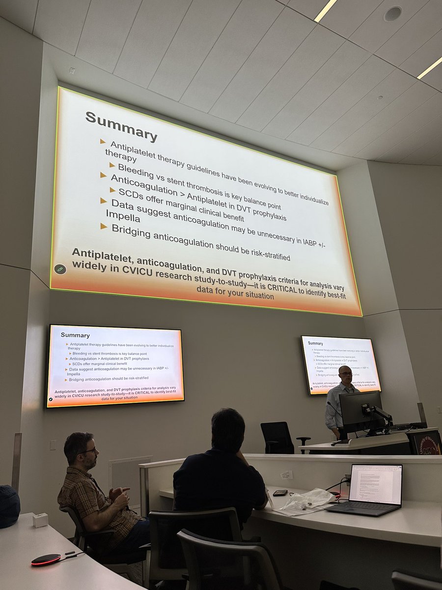 UMN_CCCEdSummit's tweet photo. 5) VA ECMO = highest thrombocytopenia risk
6) mechanical valves and bridging: reasonable if valve is both moderate to high bleeding and thromboembolism risk https://t.co/MNTjaIV00V