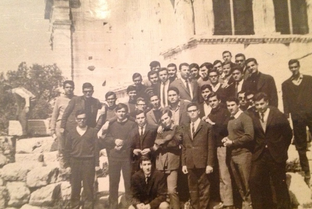NPeppas's tweet photo. In a while there will start the celebration/dinner for the 60th Reunion of my High School in Athens, Greece. This was/is the 10th All-male Gymnasium and Lyceum of Athens (10ο Γυμνάσιο και Λύκειο Αρρένων Αθηνών) located in the neighborhood of Ambelokipoi. Photo 1966 in Acropolis. https://t.co/J0aWHpqaPn