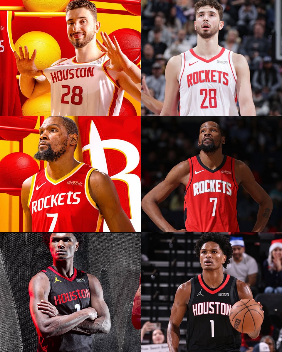 BradeauxNBA's tweet photo. Houston’s new uniforms compared to their previous ones: https://t.co/c3RAoAV315