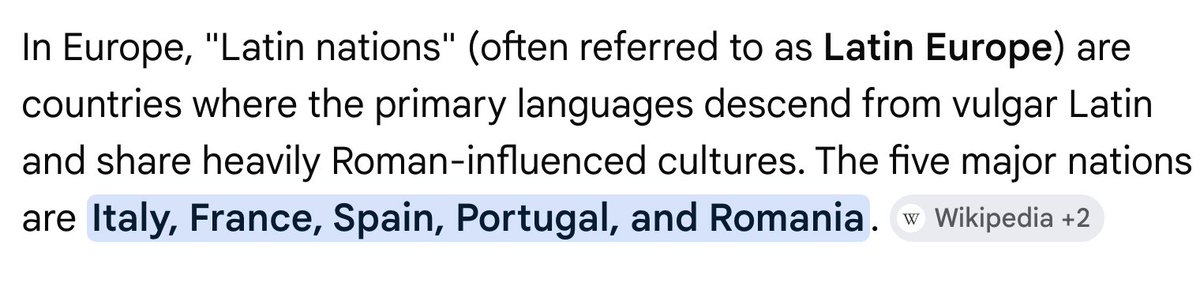JustSkadi's tweet photo. This is why I refuse to refer to Hispanics as Latinos. 

Italians, French, Portuguese, and Romanians all have Latin languages &amp; are Latin nations.

I have some French ancestry therefore I shall be calling myself Latina &amp; reaping the benefits in America. 

😁 https://t.co/96DCiUtufU