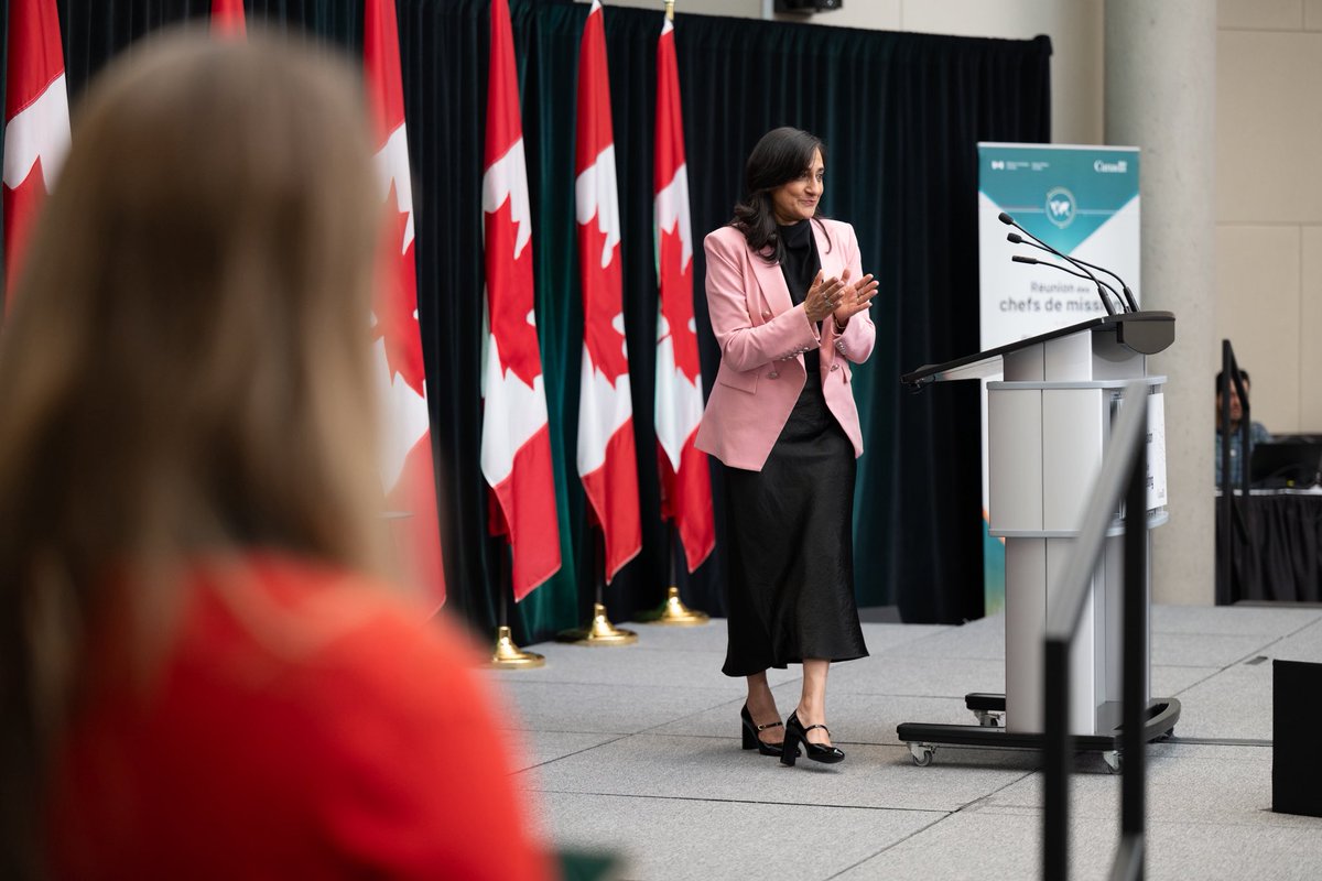 AnitaAnandMP's tweet photo. That’s a wrap on the Global Heads of Mission Meeting. For the past three days, Canada’s diplomats have been focused on delivering our foreign policy priorities: diversifying our partnerships, strengthening our strategic capabilities, and building coalitions that can drive collective action. In a more uncertain world, these efforts will help protect Canadian interests and create economic opportunities for Canadians. 🇨🇦