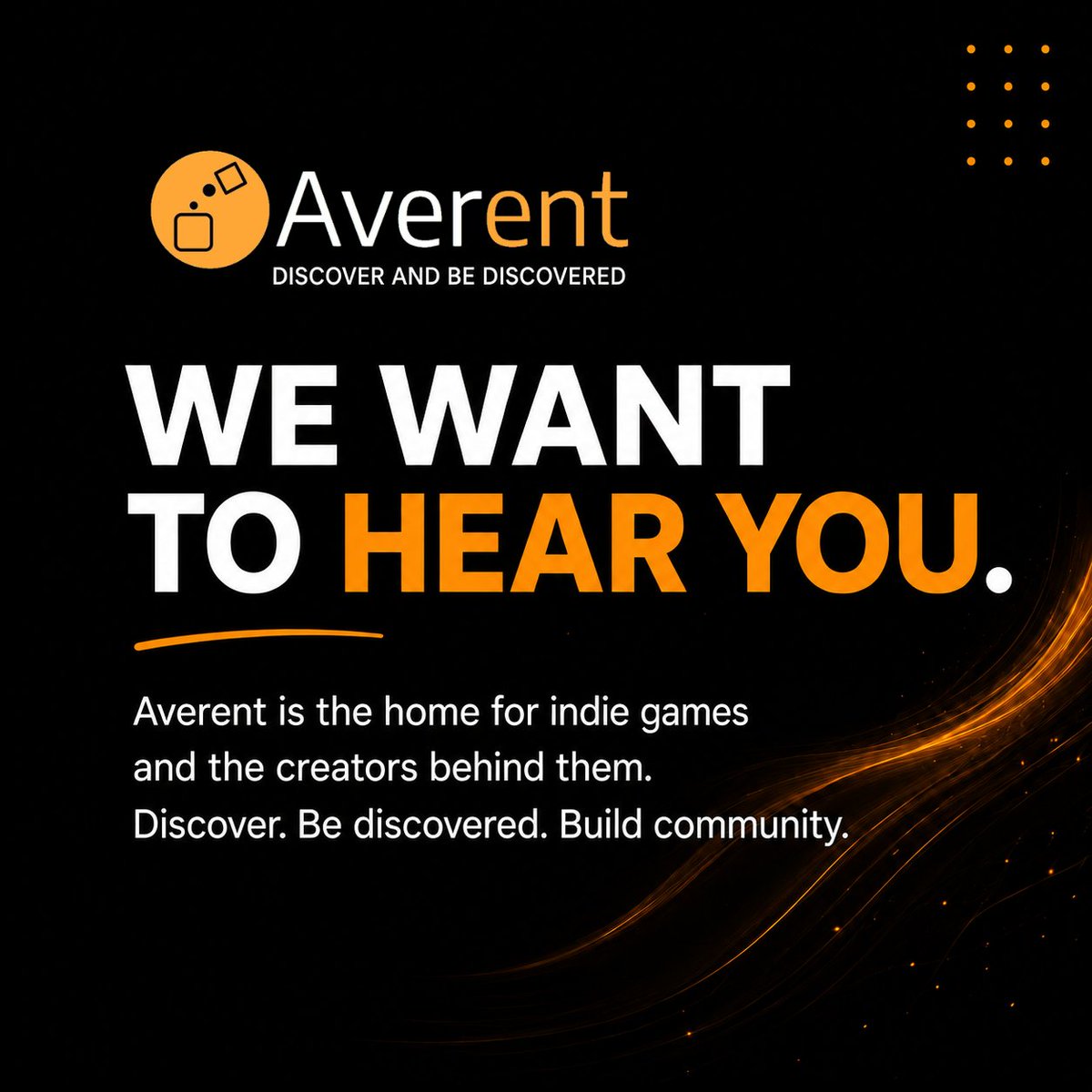 AverentApp's tweet photo. Attention indie game lovers! 🎮🧡

We’re building Averent to be a better home for indie games and the creators behind them - and we want your input. Tell us what you want to see, and help us fix indie game discovery! 

Join the waitlist: https://t.co/s40yObFRHG https://t.co/tah1Ufq5OO