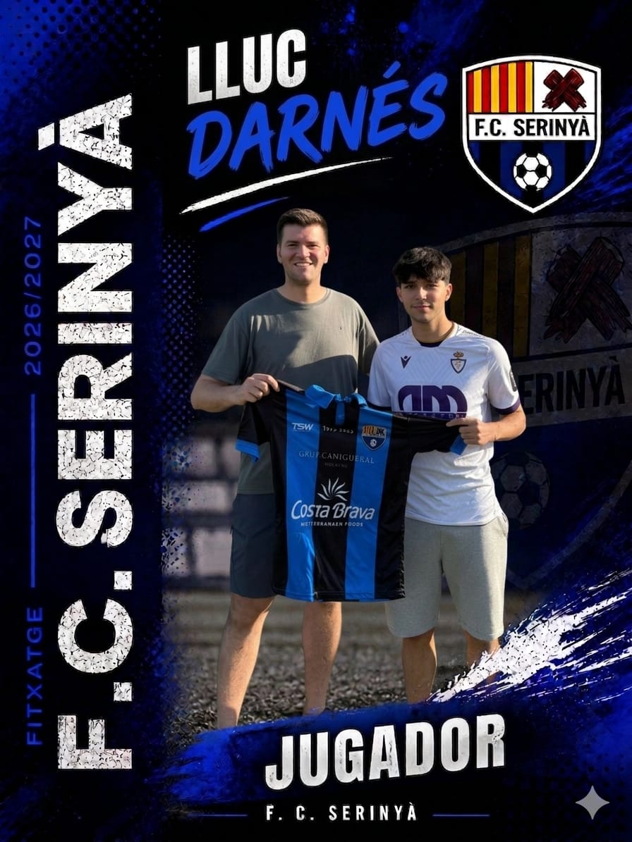 SerinyaFC's tweet photo. FITXAAATGE 💣 Lluc Darnés s'incorpora al Serinyà! Jugador de casa que torna per jugar amb el primer equip. De Serinyà al Serinyà, la il·lusió és màxima. Incorporem joventut i molta qualitat en un fitxatge d'aquells que et roben un somriure de la cara. Com a casa, enLluc 🖤💙 https://t.co/JK73pT3ToV