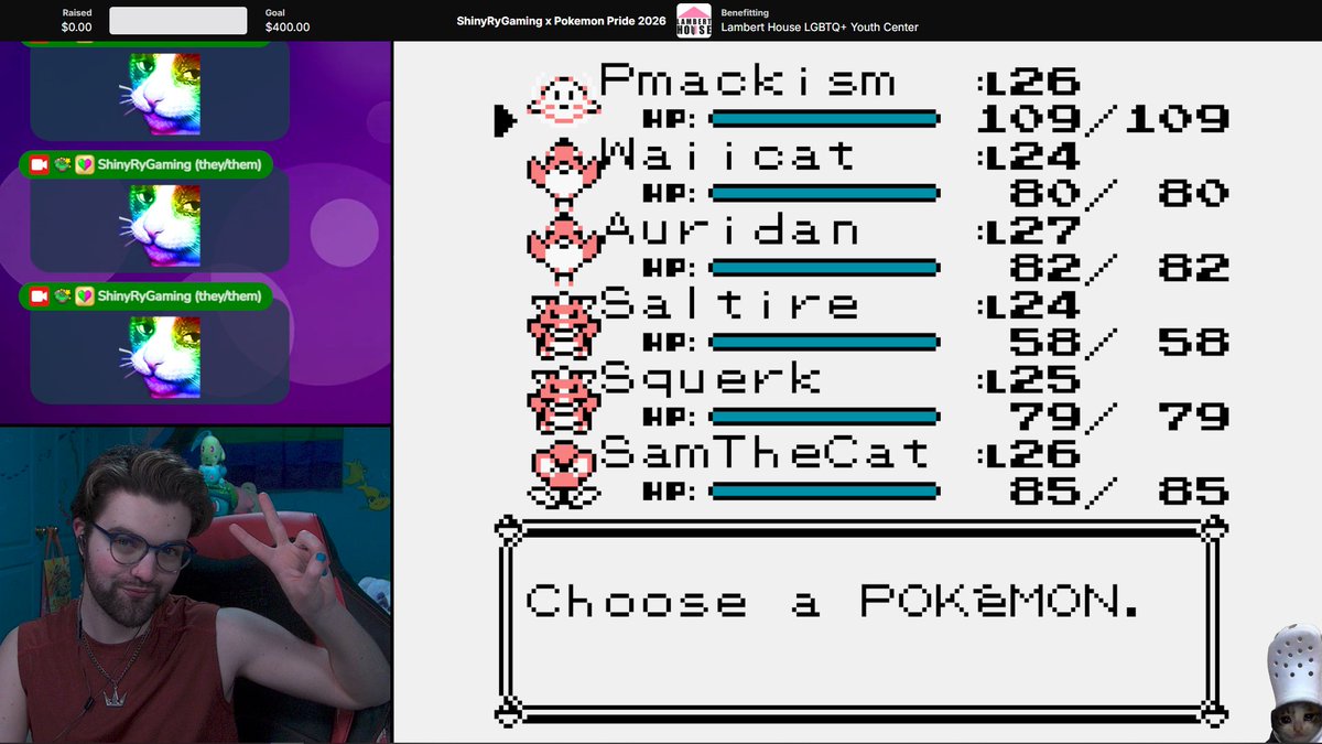 ShinyRyGaming's tweet photo. Day 1 of raising money with @pkmnpride has begun!! live now! 🌈

We're onto the 4th gym in our randomizer genlocke - you can donate to be a Pokémon in the run! https://t.co/oN3Pkf1qLr