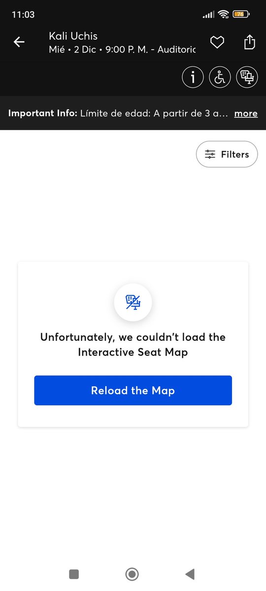 BextorGlow's tweet photo. @Ticketmaster_Me 🤬Ya ni la chi ngan su app es una basura, estuve desde 1 hora antes esperando a comprar boletos y cuando ya llegó a la selección no aparece el mapa, arreglen su mi erda de app @Profeco https://t.co/b4Mp13akT0