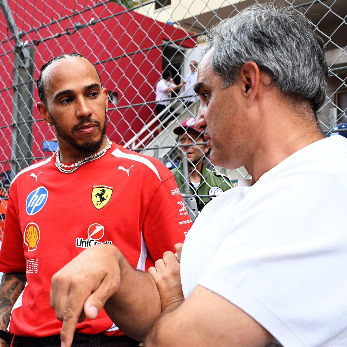S0PHIE44's tweet photo. Lewis with Juan Pablo Montoya. https://t.co/ioqqccv46l