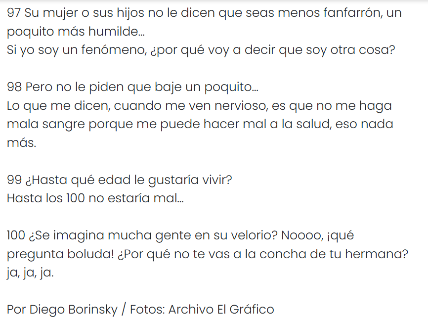 diegoborinsky's tweet photo. Me había olvidado de cómo termina la nota de las 100 preguntas a Sanfilippo que le hice en 2015. Me lo recordaron recién, ja, ja, qué genio! https://t.co/gnVqvICgEu